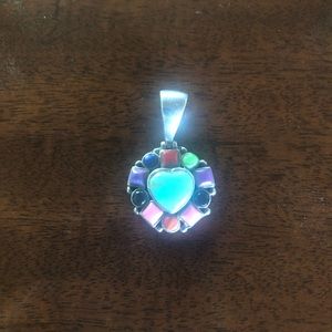 Navajo heart pendant with gemstones